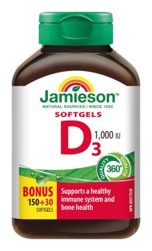 Jamieson D3-vitamin 1000 IU lágy kapszula 180 kapsz.