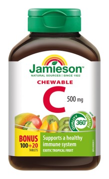 Jamieson C-vitamin 500 mg szopogató tabletta trópusi gyümölcs ízesítéssel 120 tbl.