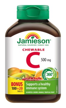 Jamieson C-vitamin 500 mg szopogató tabletta vegyes gyümölcs ízesítéssel 120 tbl.