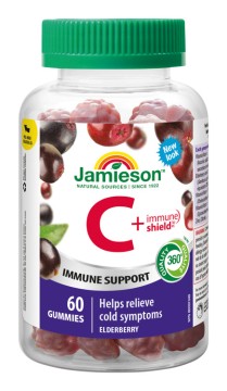 Jamieson C – Vitamin + Immune Shield Gummies bodza ízesítéssel 60 gum.