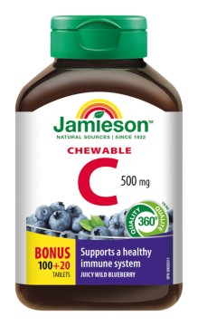 Jamieson C-vitamin 500 mg kék áfonya ízű, szájban oldódó 120 tbl.